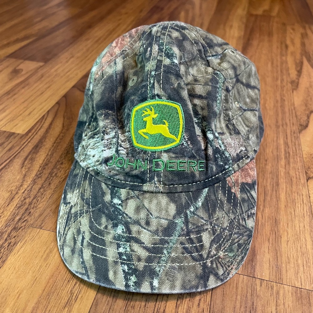 John Deere Toddler Camo Baseball Hat Embroidered Logo Cotton Blend Elastic Back
